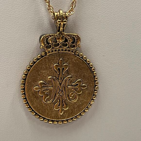 My Saint My Hero Virgin Mary Reversible Gold Tone Necklace - Picture 3 of 8